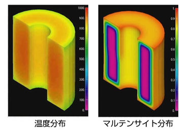 温度分布とマルテンサイト分布
